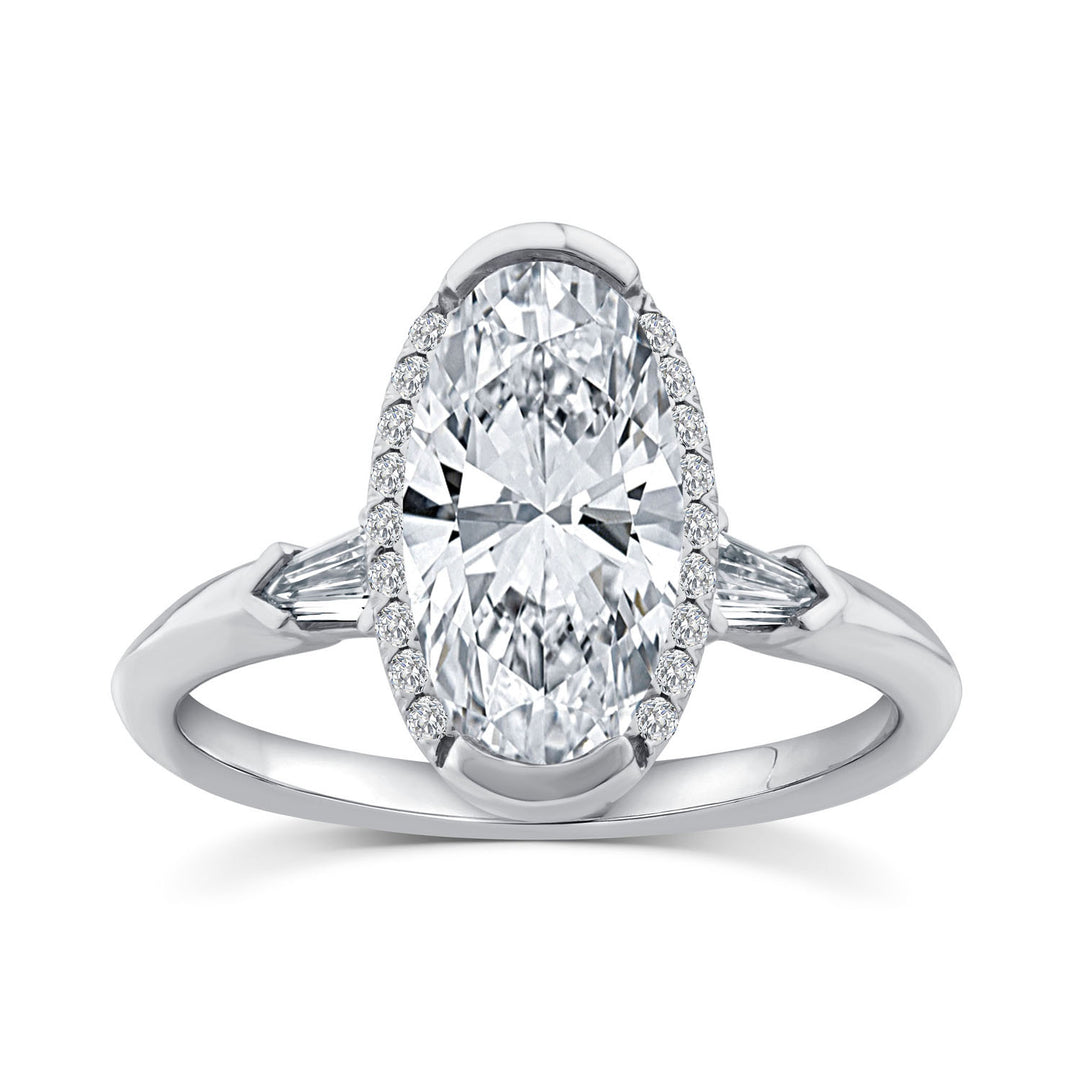 2.25ct Elongated Oval Lab Grown Diamond Ring in Platinum