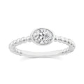 0.50ct Oval Lab Grown Diamond Beaded Ring in 9K White Gold