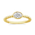 0.50ct Oval Lab Grown Diamond Beaded Ring in 9K Yellow Gold
