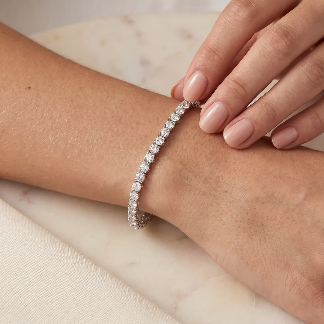 7.00ct Lab Grown Diamond Bracelet in 9K White Gold worn on the wrist