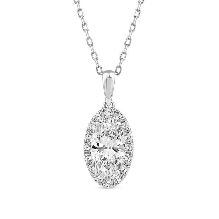 1.23ct Elongated Oval Lab Grown Diamond Necklace in 18K White Gold