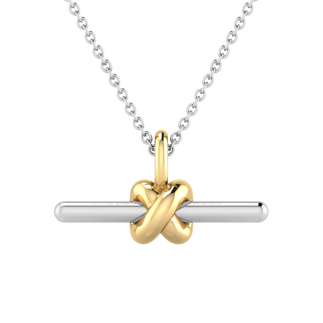22K Gold Vermeil & Silv Two-Tone T-Bar Necklace 40-45cm