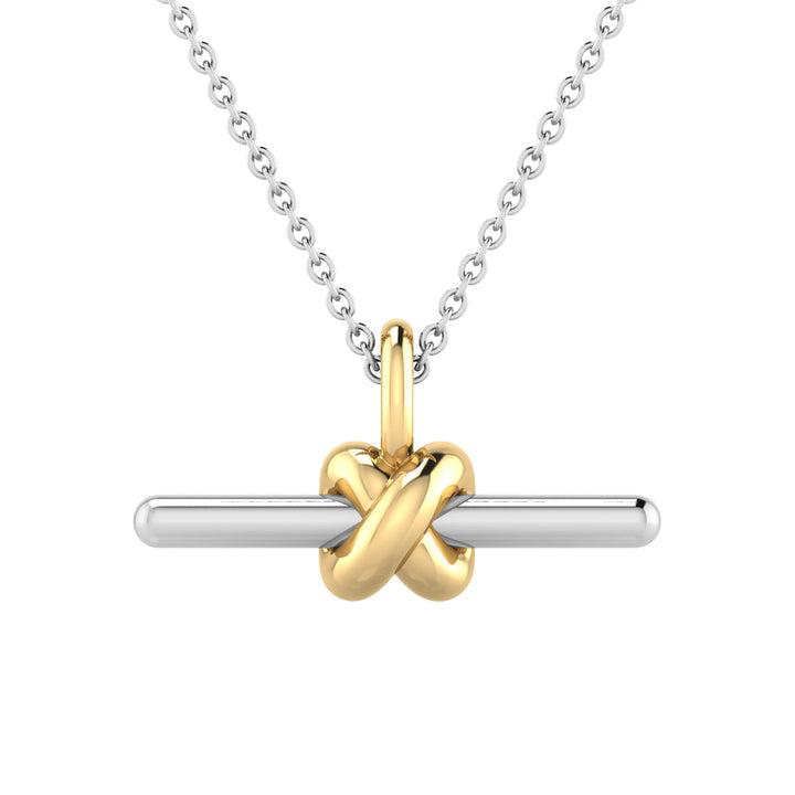 22K Gold Vermeil & Silv Two-Tone T-Bar Necklace 40-45cm