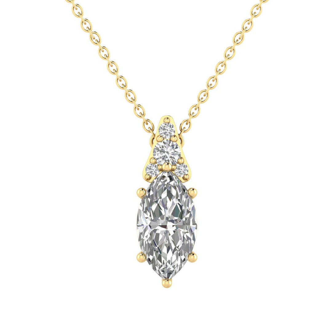 1.05ct Marquise Lab Grown Diamond Necklace in 9K Yellow Gold