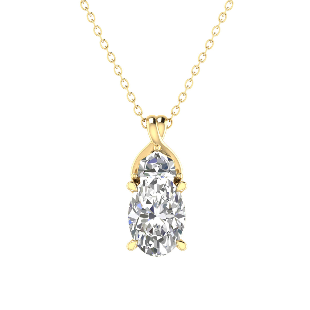 1.68ct Oval Lab Grown Diamond Necklace in 9K Yellow Gold
