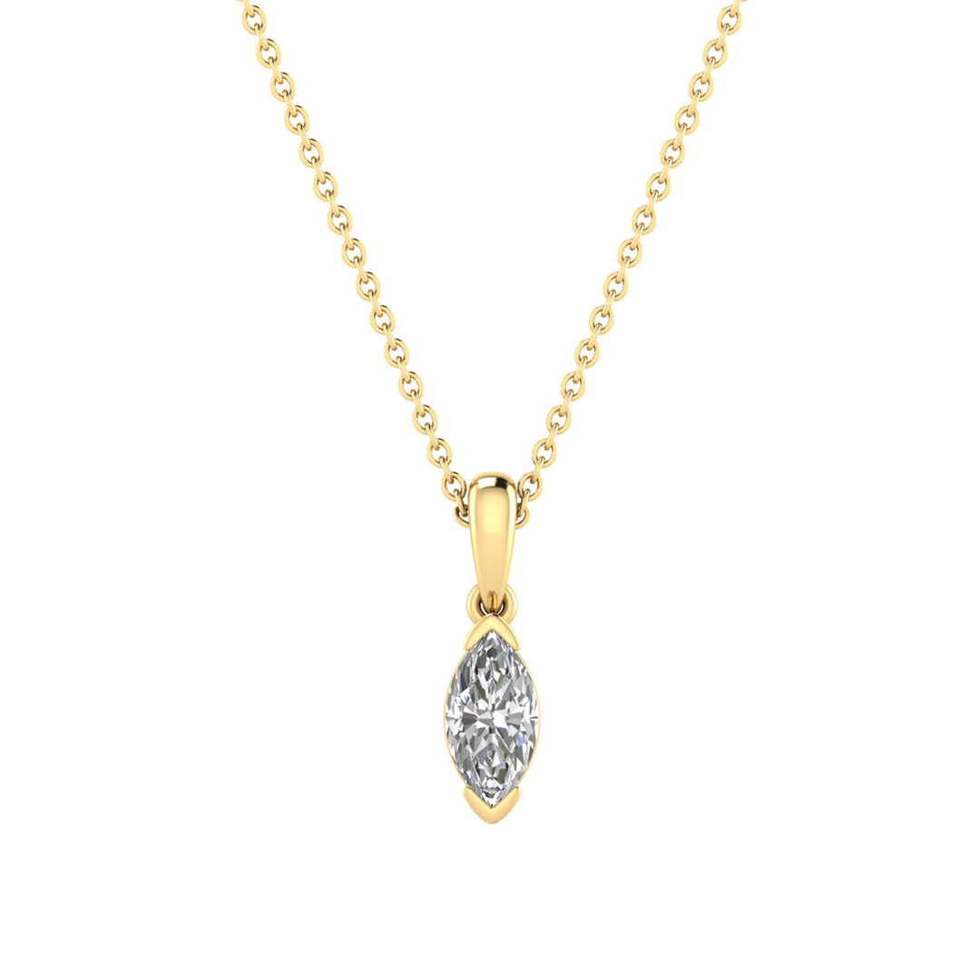 0.50ct Marquise Lab Grown Diamond Necklace in 9K Yellow Gold