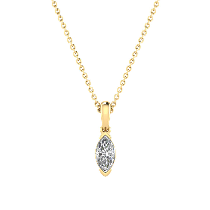 0.50ct Marquise Lab Grown Diamond Necklace in 9K Yellow Gold