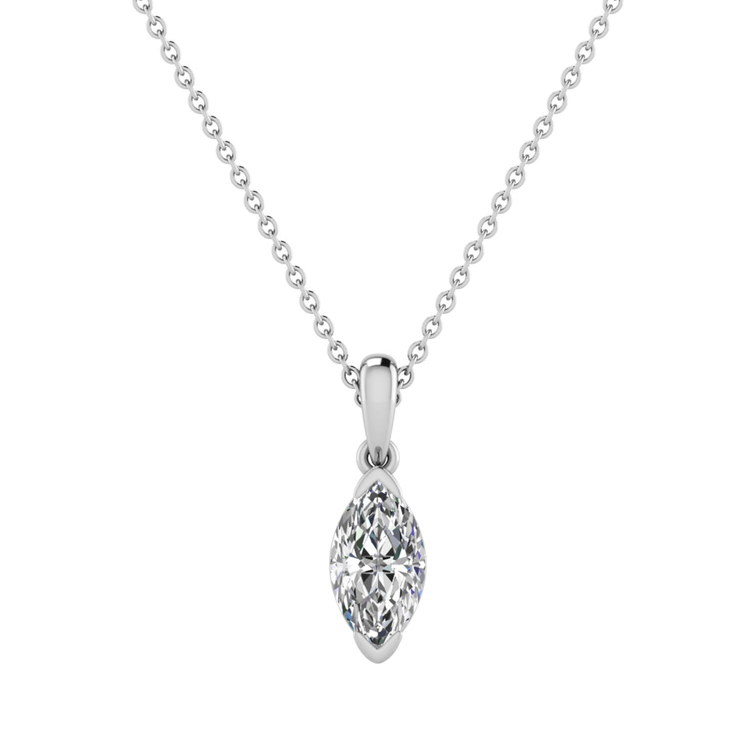 1.00ct Marquise Lab Grown Diamond Necklace in 9K White Gold