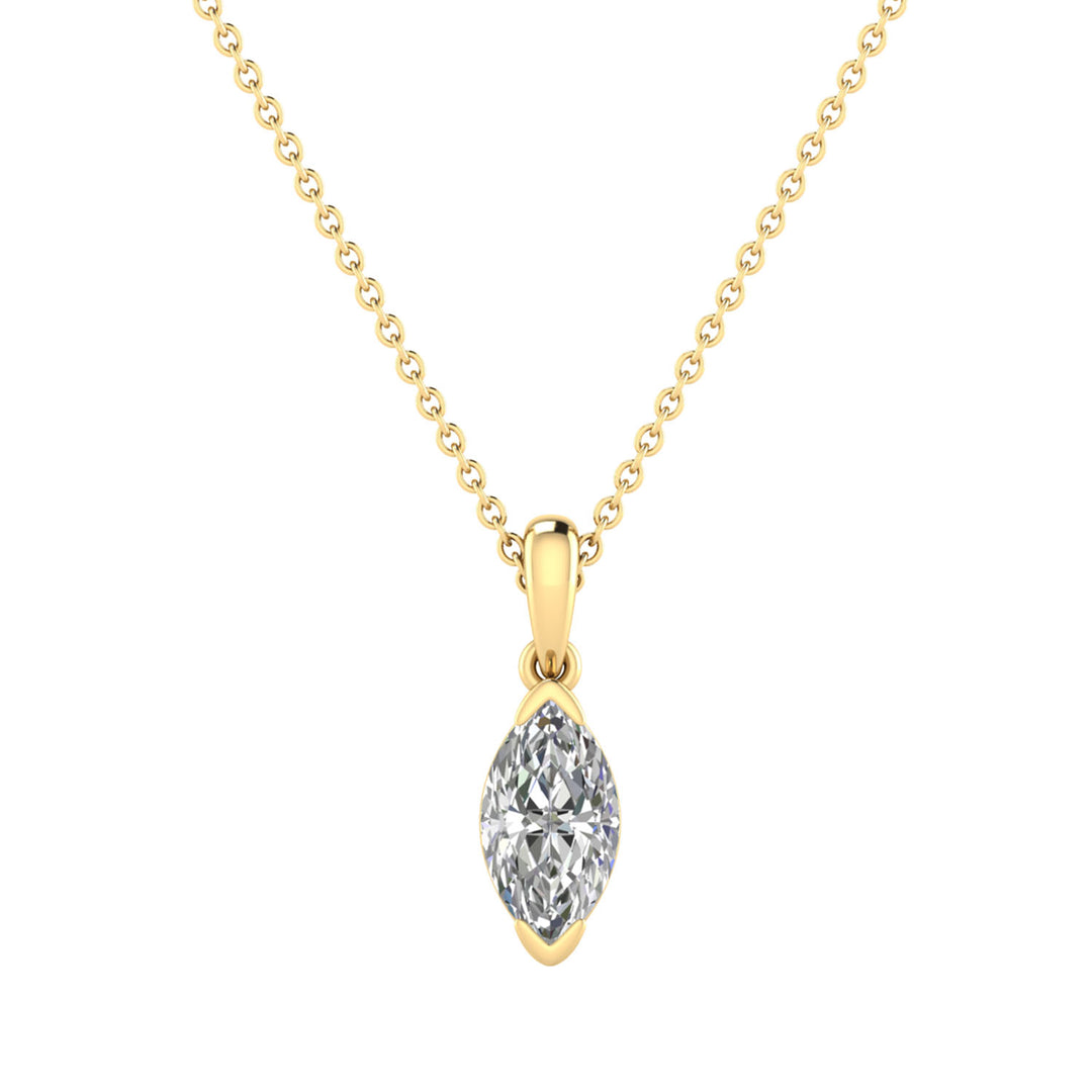 1.00ct Marquise Lab Grown Diamond Necklace in 9K Yellow Gold