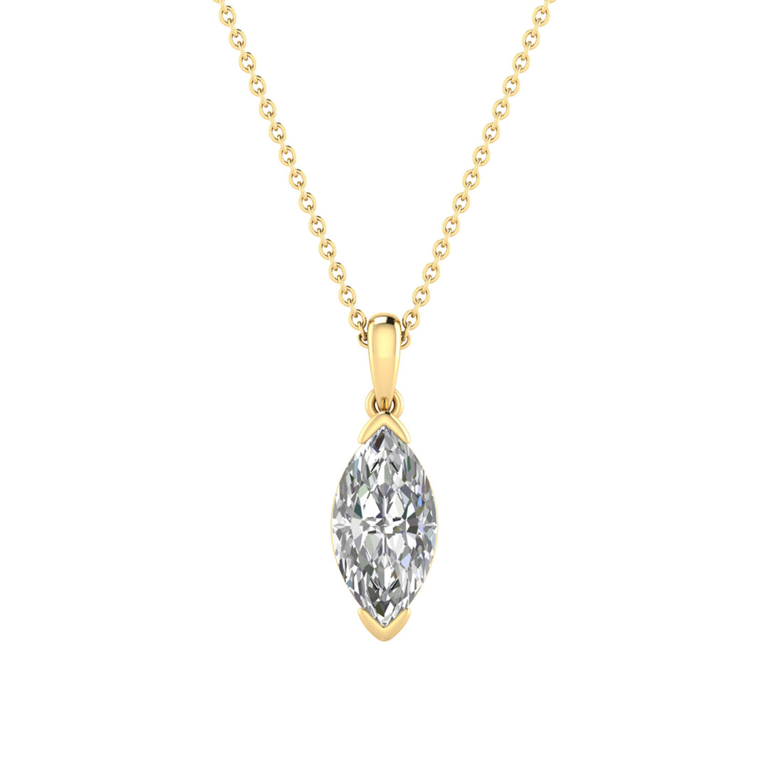 2.00ct Marquise Lab Grown Diamond Necklace in 9K Yellow Gold
