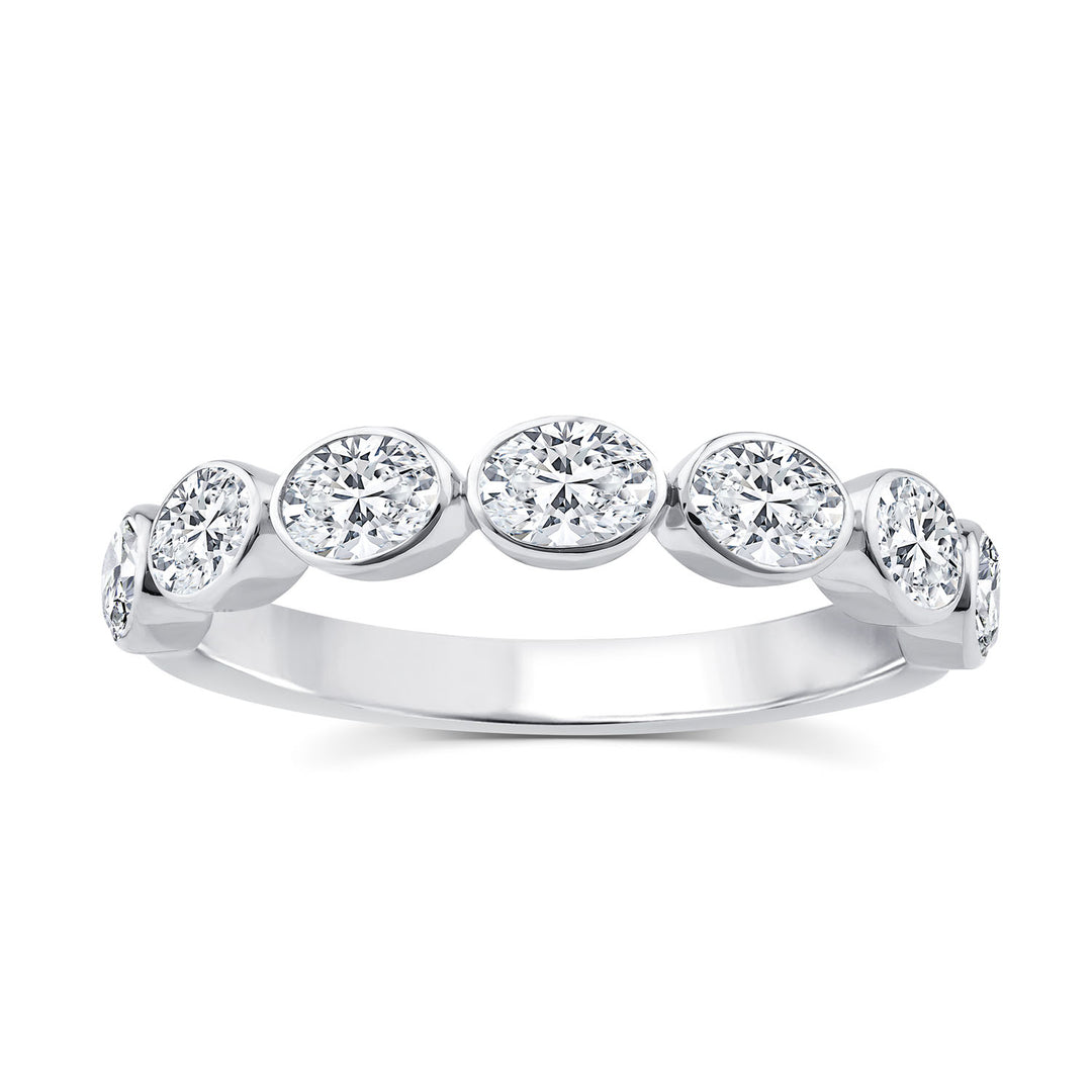 1.00ct Oval Lab Grown Diamond Anniversary Band in 9K White Gold