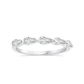 A silver-toned diamond band ring featuring five marquise-cut diamonds set in a row, shown against a plain white background.