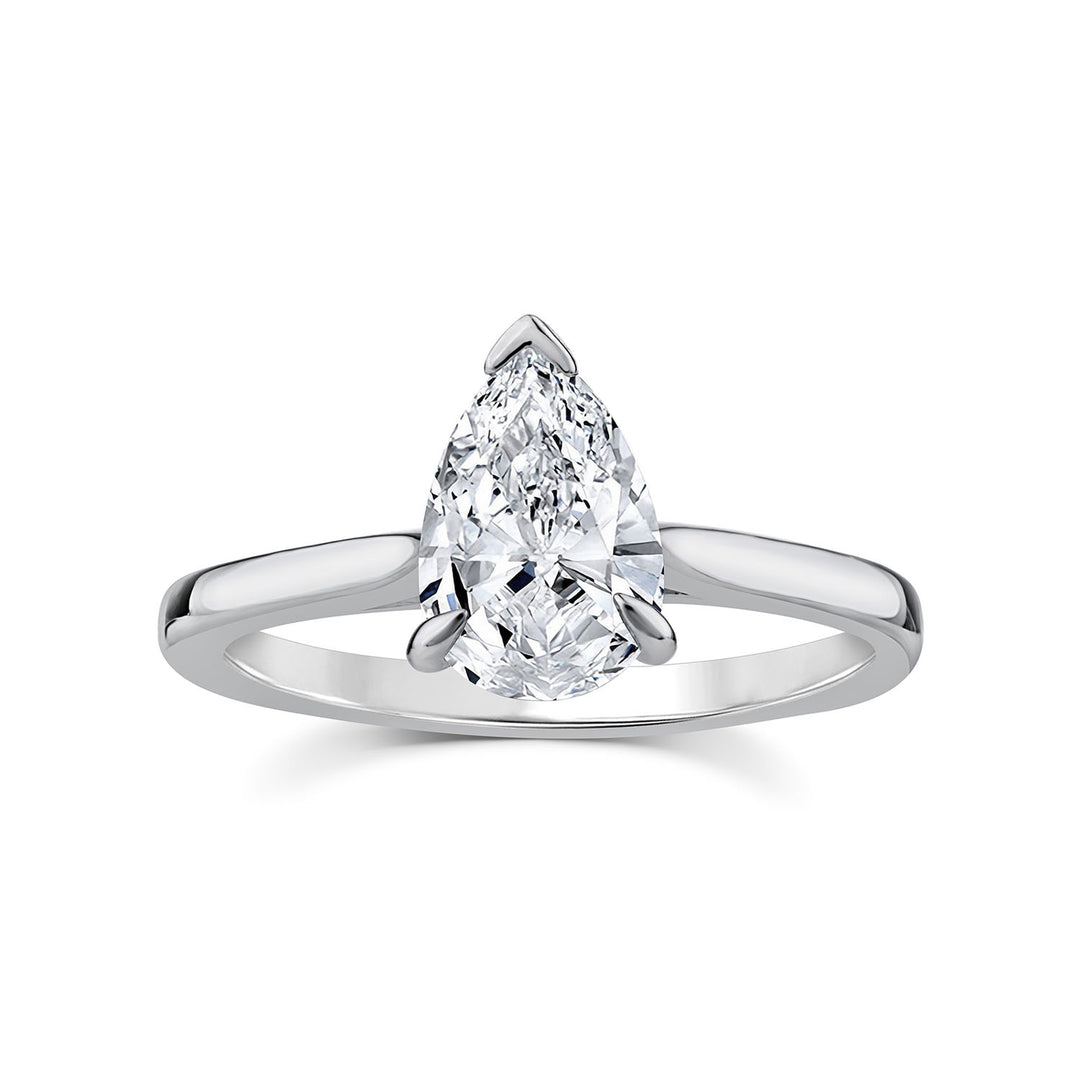 1.50ct Pear Lab Grown Diamond 3 Claw Ring in 9K White Gold