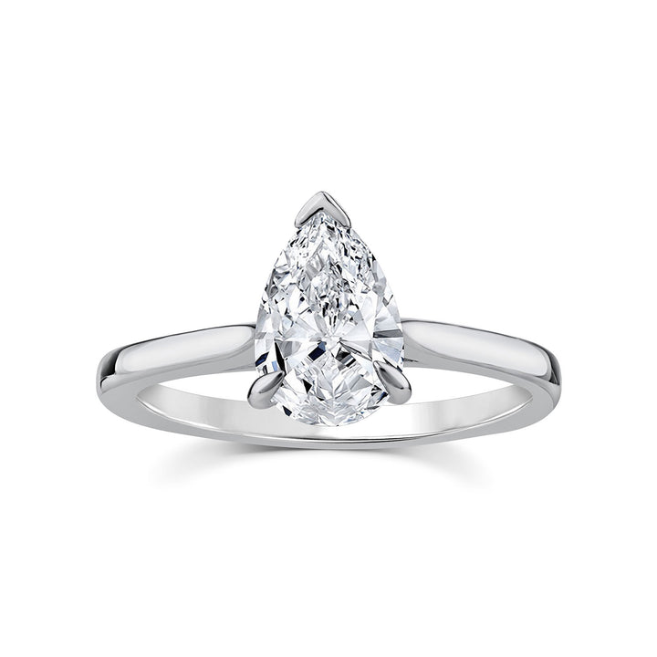 1.50ct Pear Lab Grown Diamond 3 Claw Ring in 9K White Gold