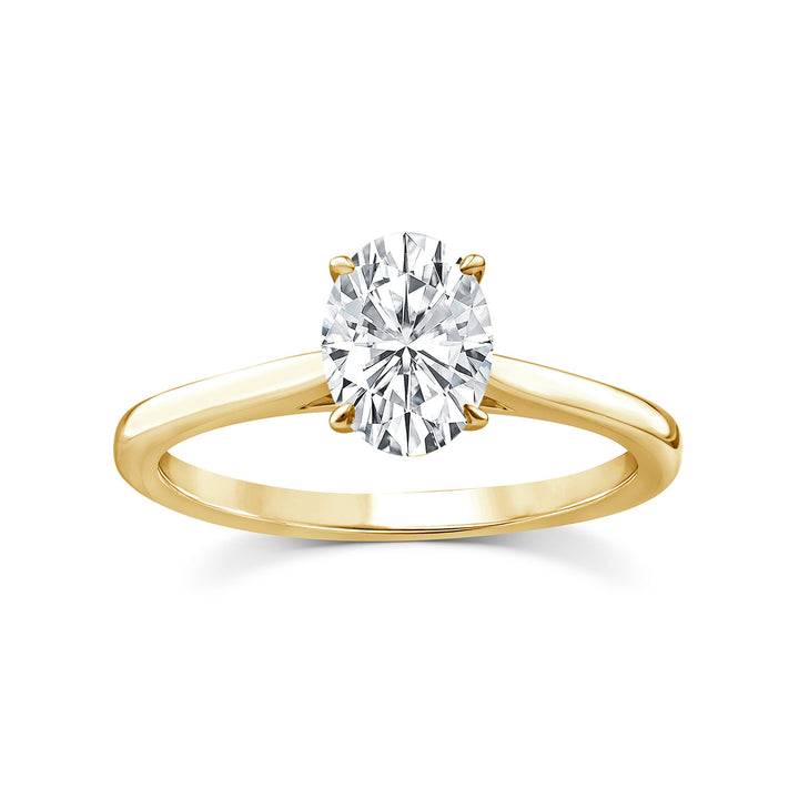 1.50ct Oval Lab Grown Diamond 4 Claw Ring in 9K Yellow Gold