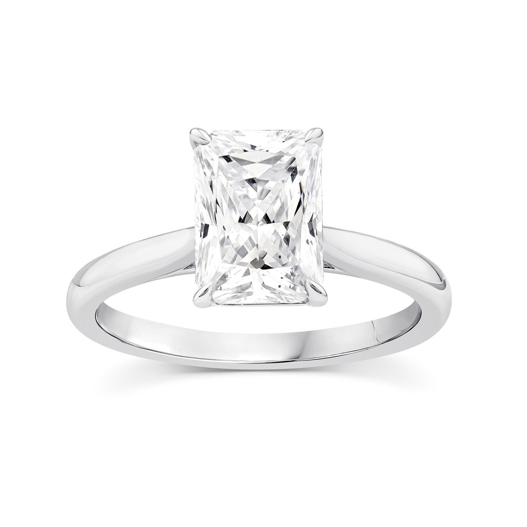 1.50ct Radiant Lab Grown Diamond 4 Claw Ring in 9K White Gold
