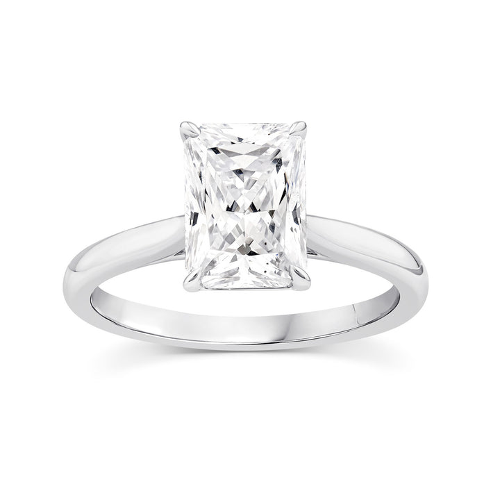 1.50ct Radiant Lab Grown Diamond 4 Claw Ring in 9K White Gold