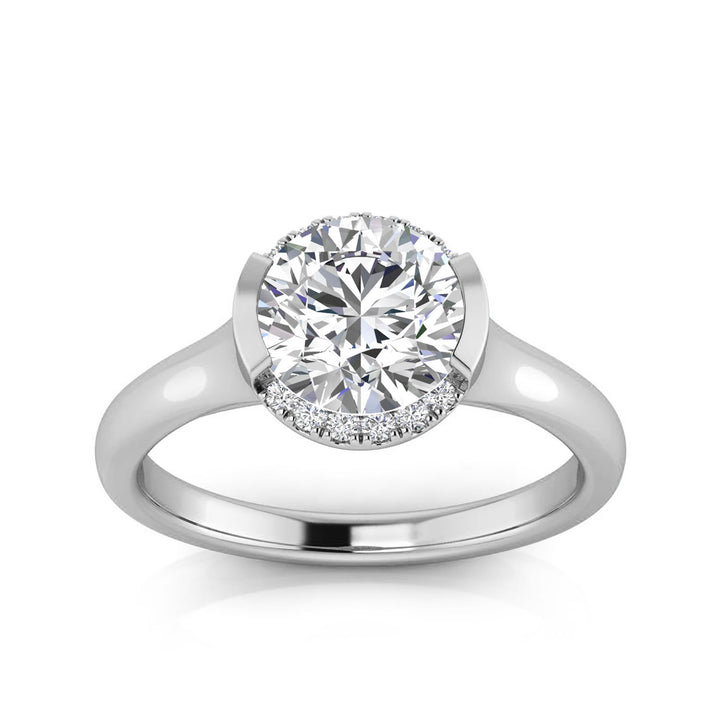 1.55ct Round Lab Grown Diamond Semi Halo Ring in 9K White Gold