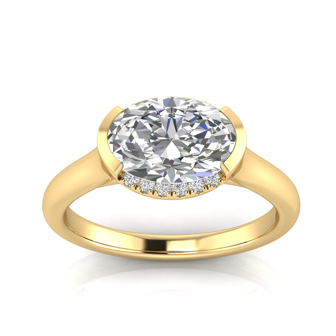 1.55ct Oval Lab Grown Diamond Semi Halo Ring in 9K Yellow Gold