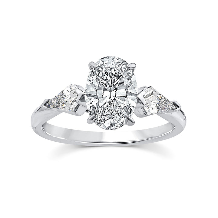 1.95ct Oval Lab Grown Diamond Stone Ring in 9K White Gold
