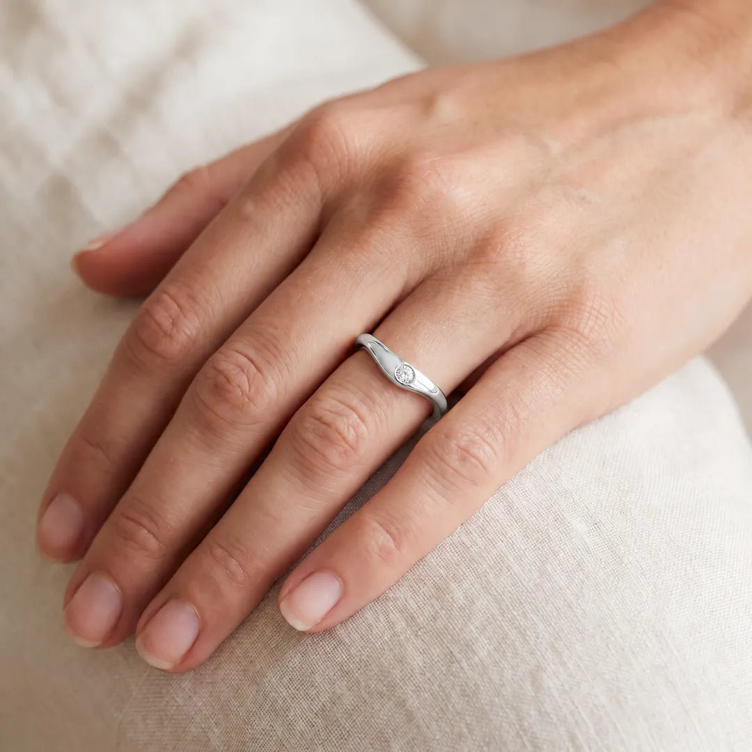 0.15ct Lab Grown Diamond Ring in 9K White Gold worn on model's hand
