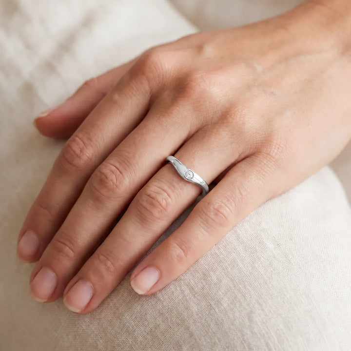 0.15ct Lab Grown Diamond Ring in 9K White Gold worn on model's hand