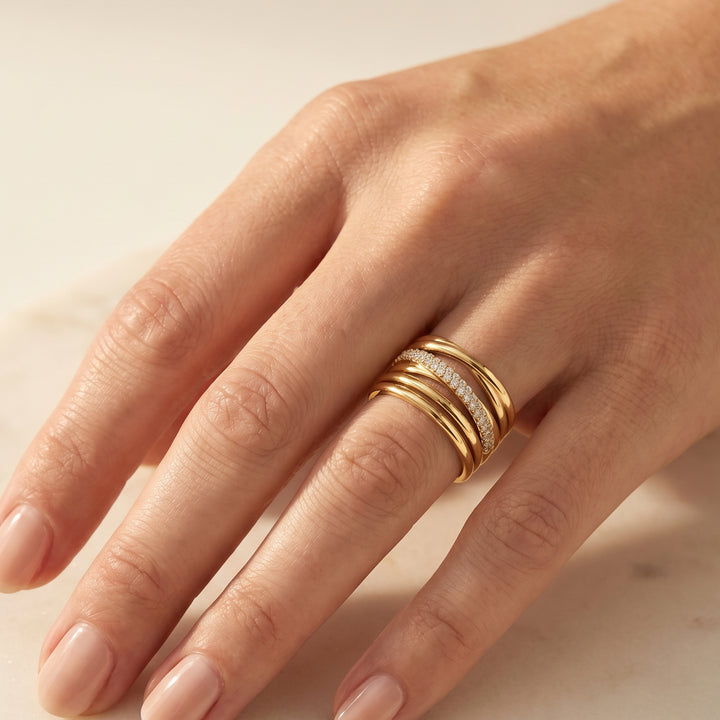 22K Gold Vermeil 0.25ct Lab Grown Diamond Ring - worn on model hand