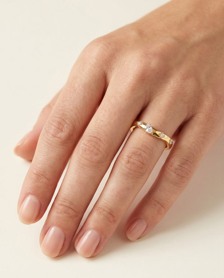22K Gold Vermeil 0.20ct Lab Grown Diamond Ring worn on model's hand