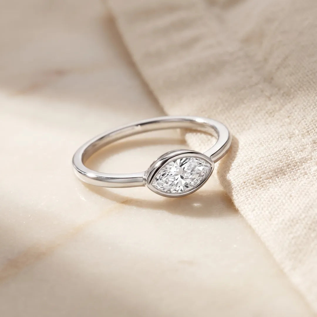 0.25ct Lab Grown Diamond Ring in 9K White Gold on ivory marble | The Jewellery Boutique