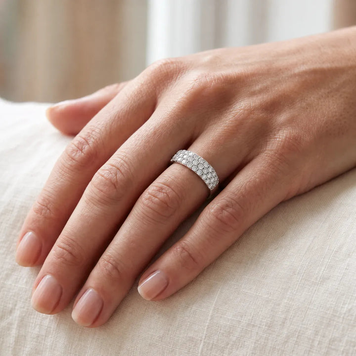 1.00ct Lab Grown Diamond Ring in 9K White Gold worn on a model's hand