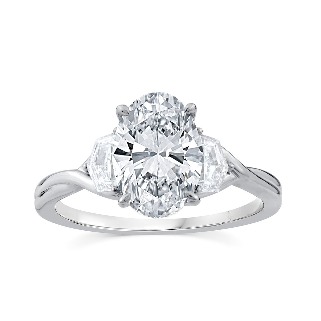 2.45ct Oval Lab Grown Diamond Twist Ring in 9K White Gold