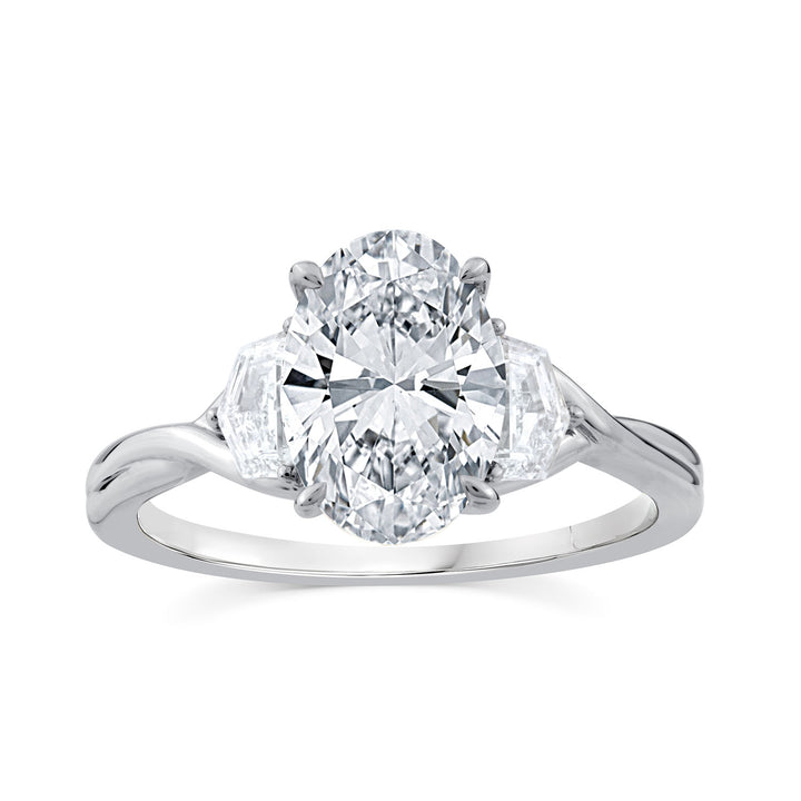 2.45ct Oval Lab Grown Diamond Twist Ring in 9K White Gold