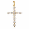 Gold and diamond cross pendant on a white background