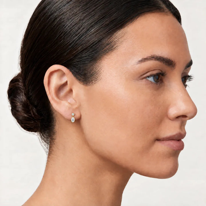 0.33ct Lab Grown Diamond Earrings in 9K Yellow Gold worn on model