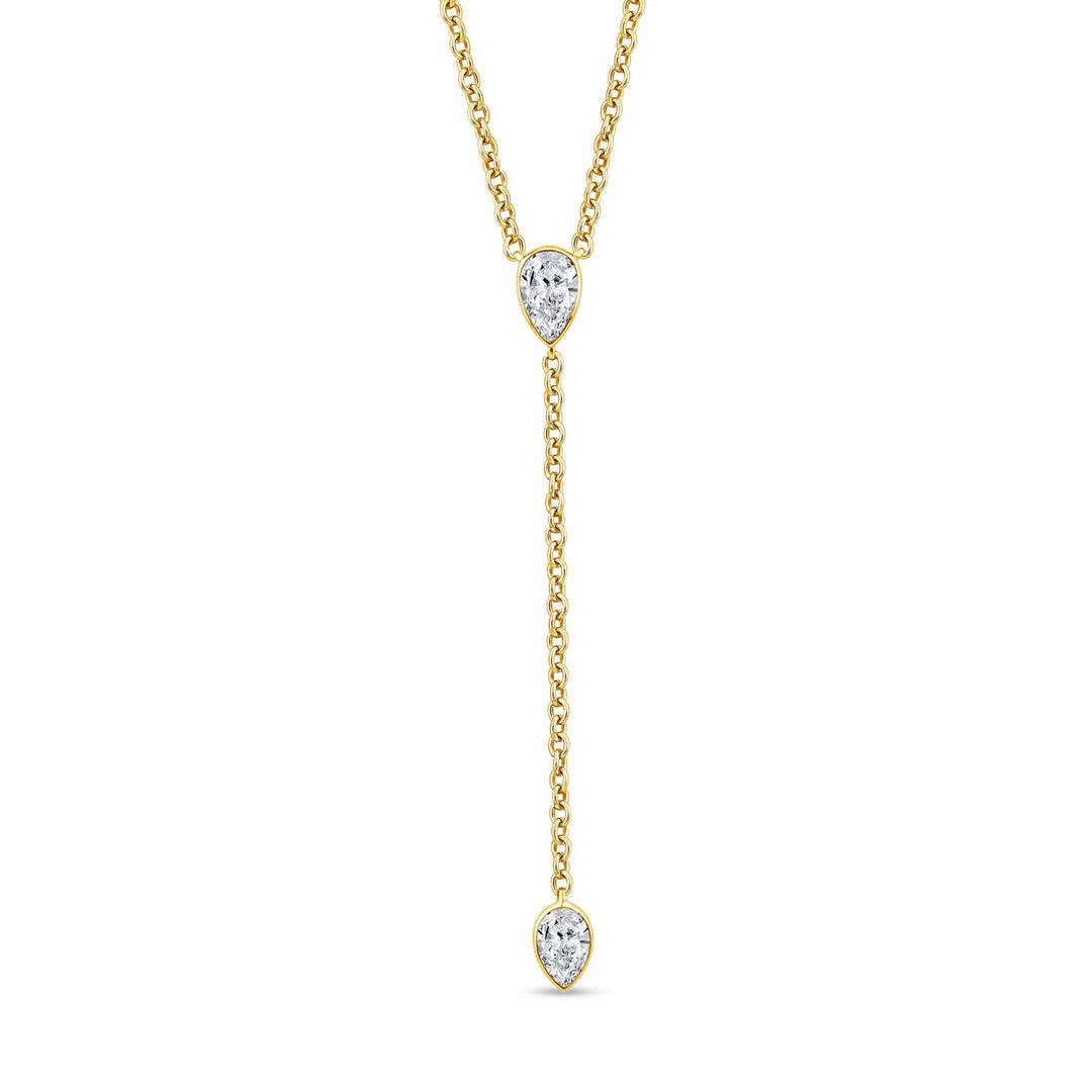 0.65ct Pear Lab Grown Diamond Y-Drop Necklace in 9K Yellow Gold