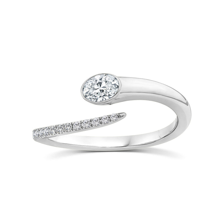 0.30ct Oval Lab Grown Diamond Open Ring in 9K White Gold
