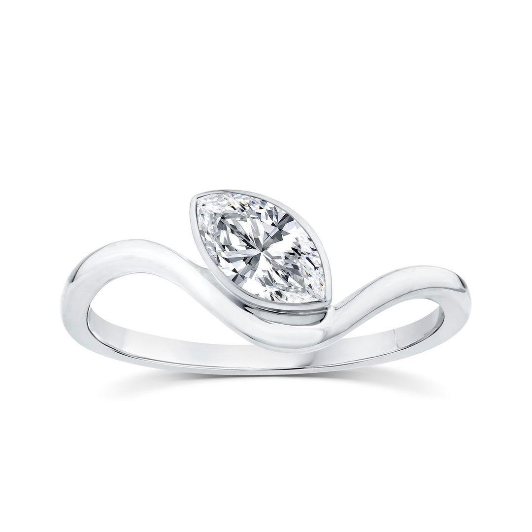0.50ct Marquise Lab Grown Diamond Offset Ring in 9K White Gold