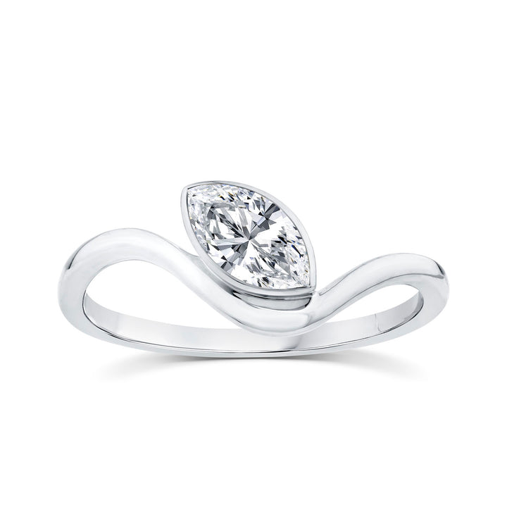 0.50ct Marquise Lab Grown Diamond Offset Ring in 9K White Gold