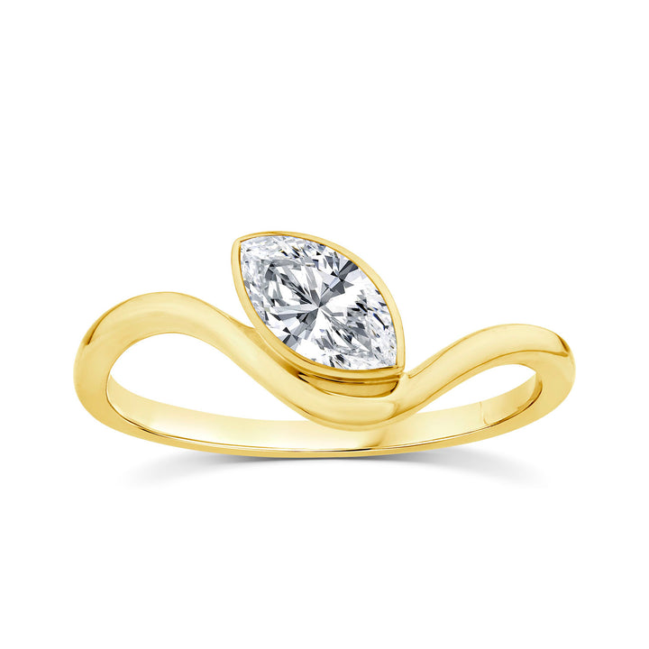 0.50ct Marquise Lab Grown Diamond Offset Ring in 9K Yellow Gold