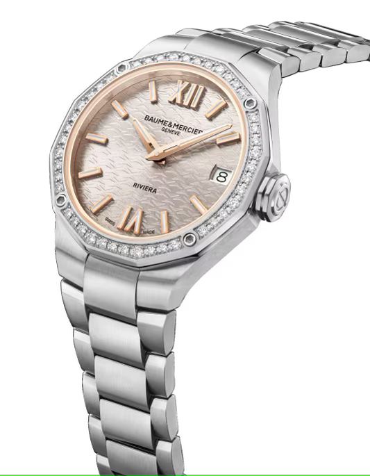 Baume & Mercier Riviera 10796 Quartz, Date Display, Diamond Set Women's Watch 33mm