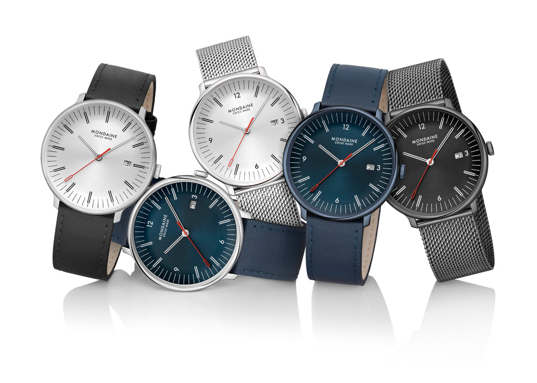 Mondaine Doppio Blue Vegan Leather 41mm Watch - MLE.41240.LDV