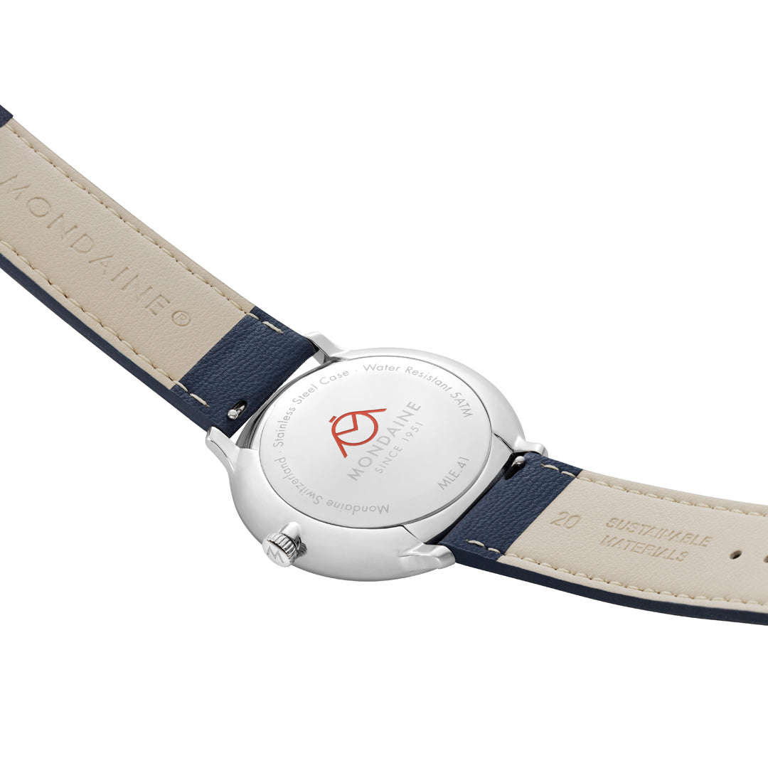 Mondaine Doppio 41mm Vegan Leather Watch Set - MLE.41240.LQV.SET