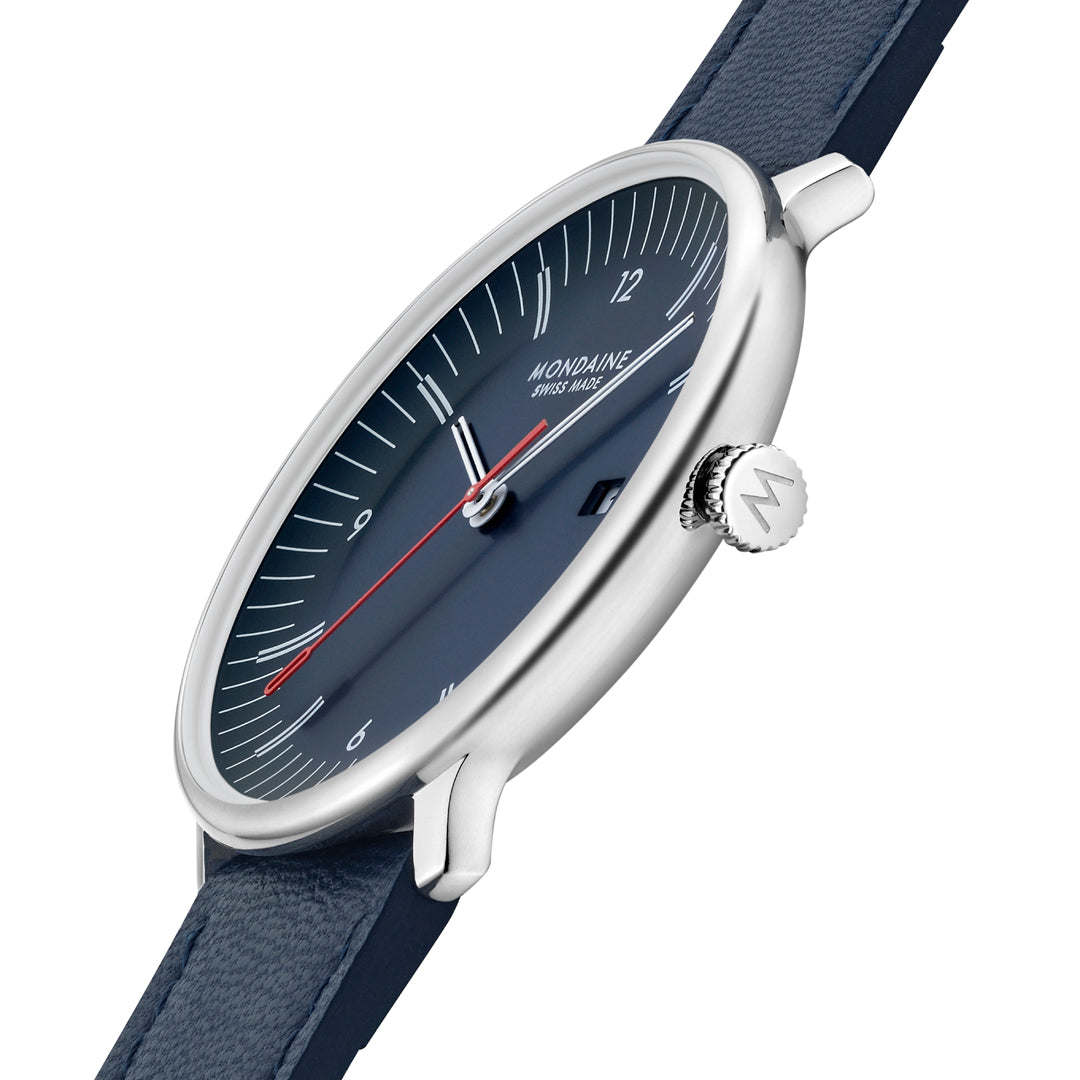 Mondaine Doppio 41mm Vegan Leather Watch Set - MLE.41240.LQV.SET