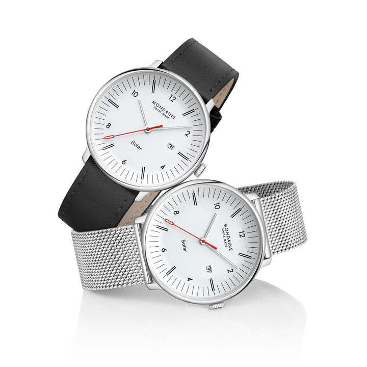 Mondaine Doppio Solar Stainless Steel 41mm Watch - MLE.41910.SM