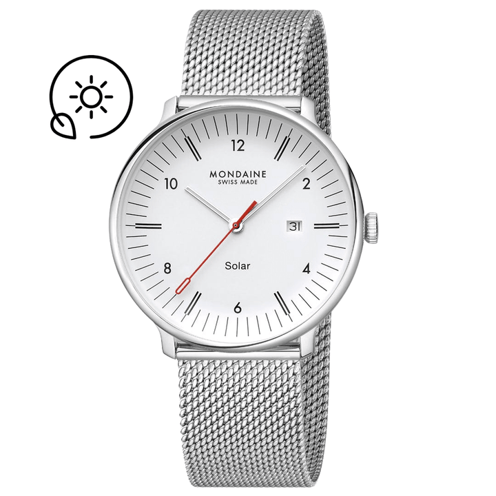 Mondaine Doppio Solar Stainless Steel 41mm Watch - MLE.41910.SM