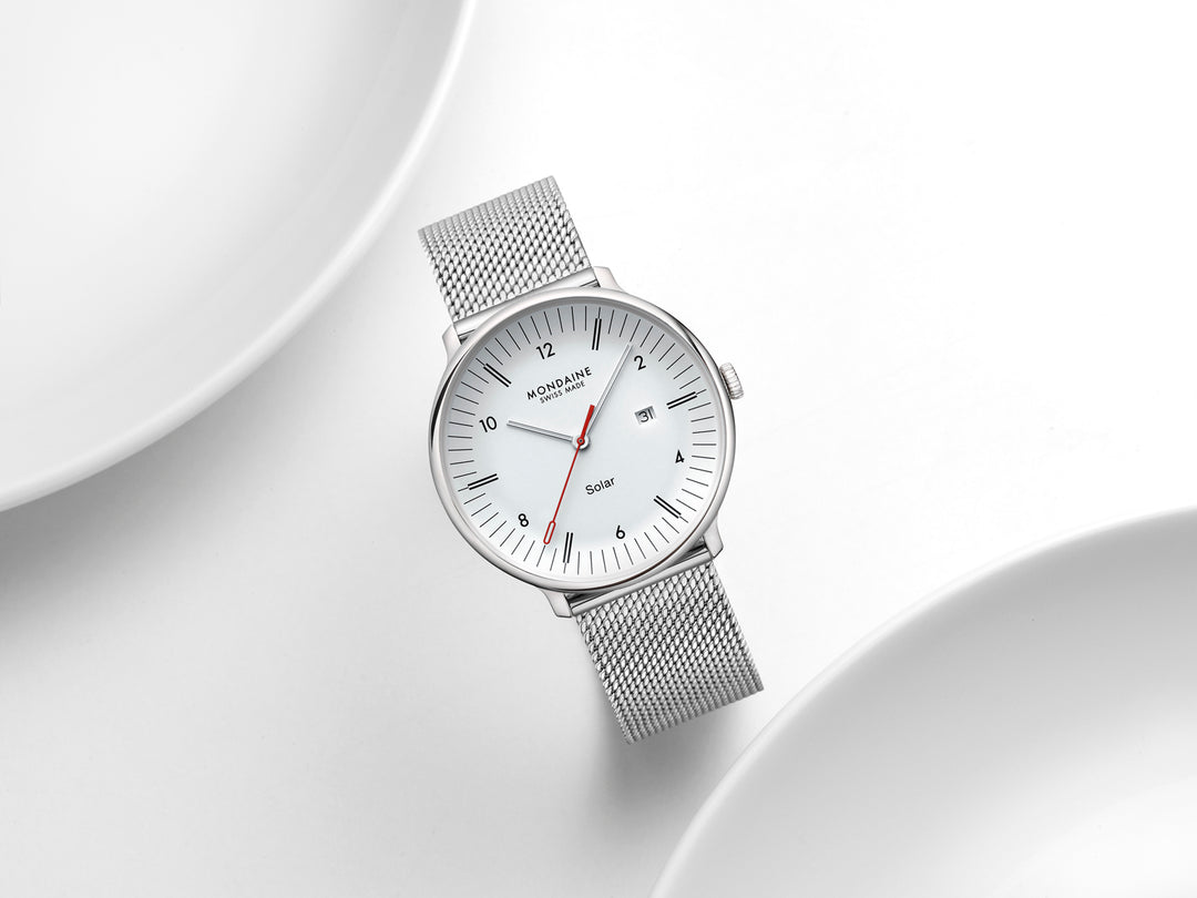 Mondaine Doppio Solar Stainless Steel 41mm Watch - MLE.41910.SM