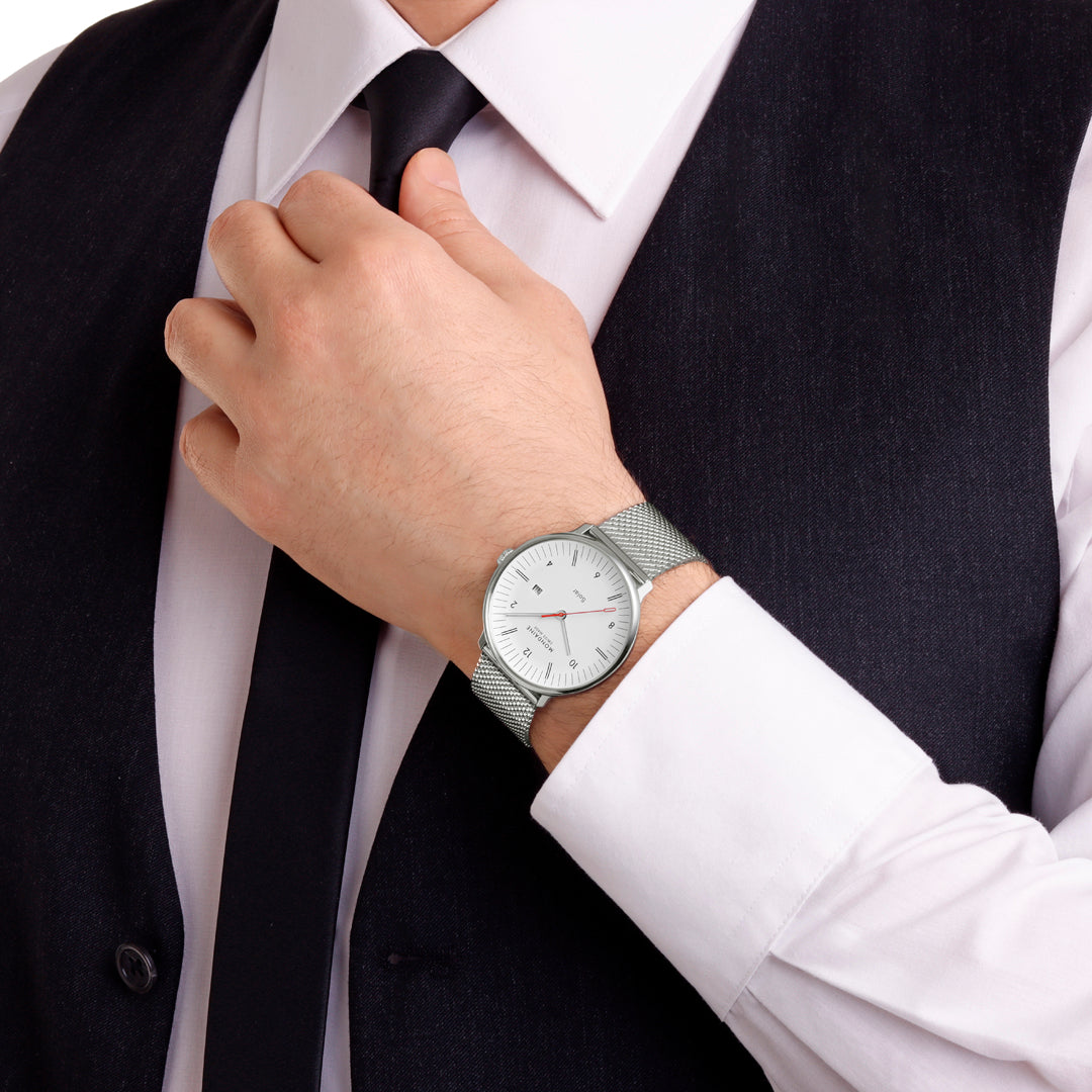 Mondaine Doppio Solar Stainless Steel 41mm Watch - MLE.41910.SM