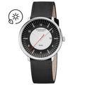 Doppio Solar Black Dial Vegan Leather 41mm Watch - MLE.41920.LBV