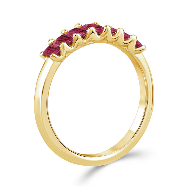 Emerald Cut Rhodolite Garnet Ring in 9K Yellow Gold