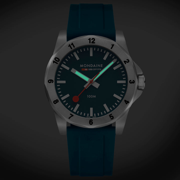 Mondaine Numeri Blue Silicone 42mm Watch - MSN.42140.RD